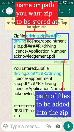 Zipfile command, whatsapp cloud remote